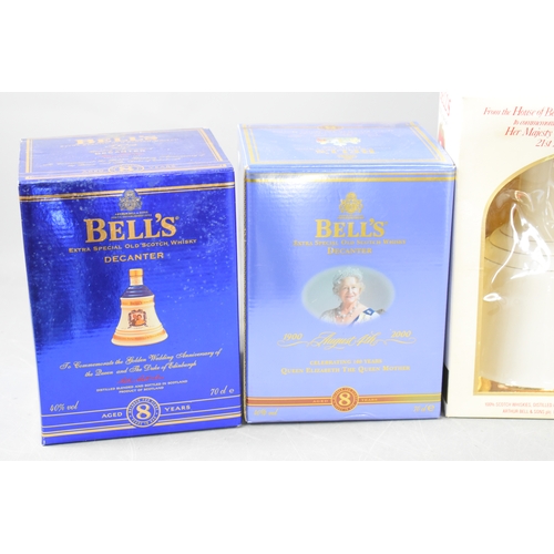 259 - Six Bells commemorative whiskey decanters to include two rare Prince Charles 50th Birthday, The 60th... 