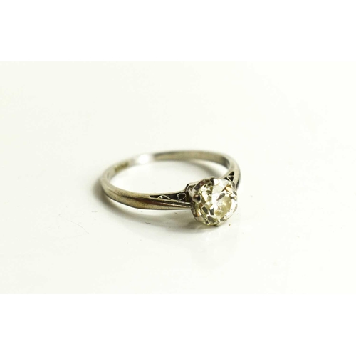 13 - A diamond and platinum solitaire ring, the rose cut stone of just over 1ct, approximately 6.15 by 6 ... 