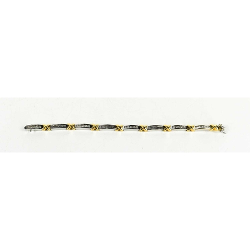 15 - An 18ct white & yellow gold and diamond bracelet, designed as series of eight diamond set white link... 