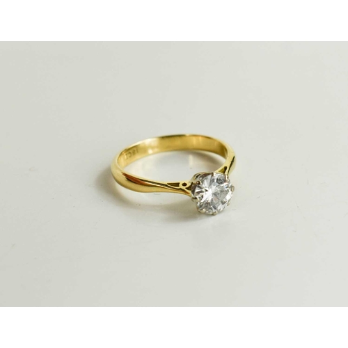 150 - An 18ct gold and diamond solitaire ring, the brilliant cut diamond in claw setting, size L½, approxi... 