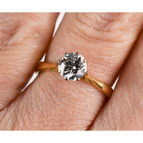 150 - An 18ct gold and diamond solitaire ring, the brilliant cut diamond in claw setting, size L½, approxi... 