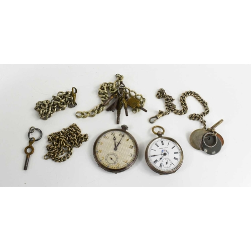 359 - A French silver Sans Rival pocket watch, 800 grade, the dial painted with flowers to the centre and ... 