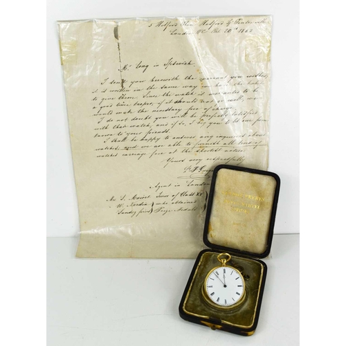 385 - A 19th century pocket watch, the white enamel dial with Roman numerals and minute track, with engine... 