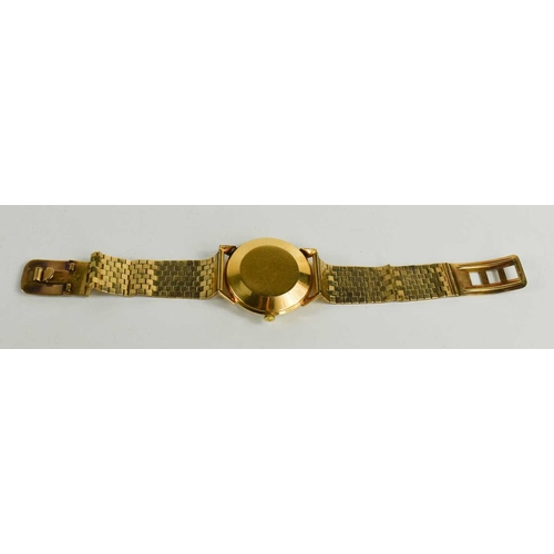 391 - An 18ct gold Omega automatic wristwatch, movement number 10974433, case stamped 750, with a silvered... 