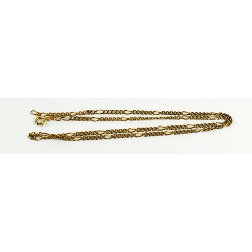 53 - A 9ct gold figaro link necklace chain, 46cm long, 5.46g.