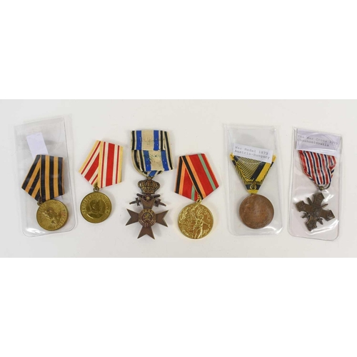 19 - A group of WWII medals to include a Bavarian Military Merit Cross, Chechoslavakia 1939 cross, Soviet... 