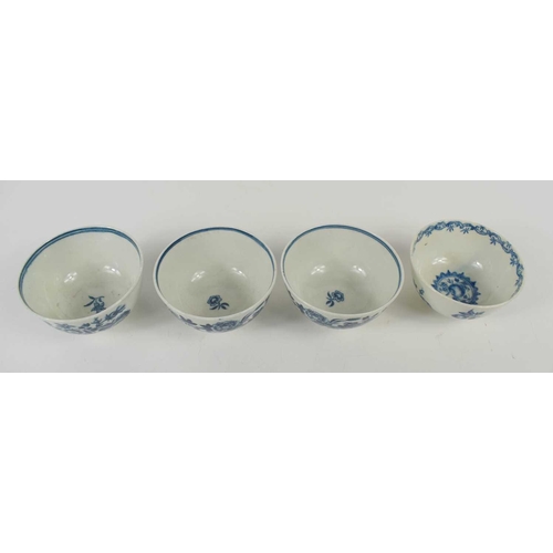 234 - A group of 18th century Worcester first period china twa bowls, all with crescent moon marks to base... 