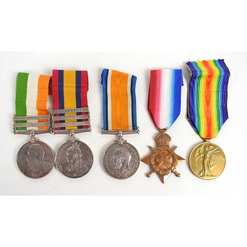 43 - A Boer war and WWI medal group awarded to J.C McGregor and J St C MacGregor comprising of the Queen'... 