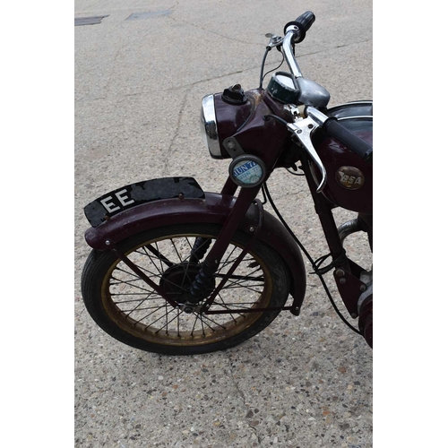 522 - A BSA C10L motorbike, 250cc, registered in 1955, does not currently run as it has been stored for ma... 