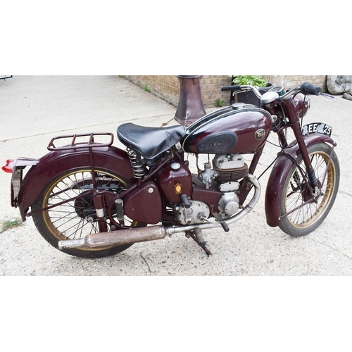 522 - A BSA C10L motorbike, 250cc, registered in 1955, does not currently run as it has been stored for ma... 