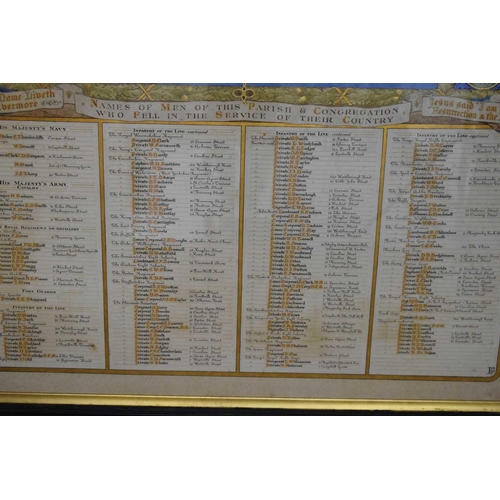 58 - The European War hand painted list of the Parish of Emmanuel, Nottingham, to include Names of Men of... 