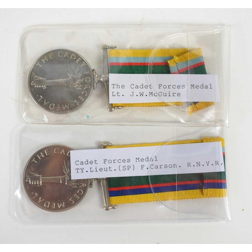 6 - Two Cadet Forces medals, one issued to Lt J.W McGuire, the other issued to Lieut F.Carson.