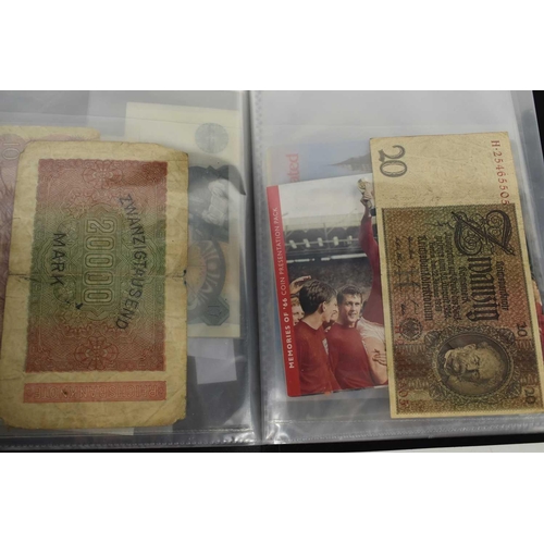 60 - A group of banknotes and coins to include six uncirculated one pound notes in consecutive order, Rei... 