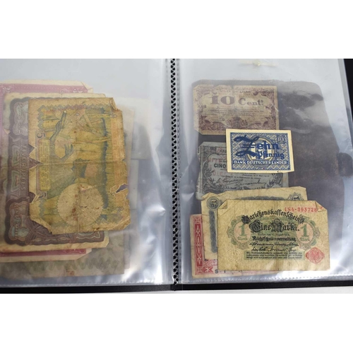 61 - A group of vintage banknotes to include a Government of Ceylon Five Rupees 1942, Japanese notes, Ger... 