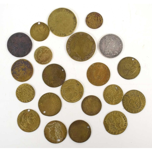 66 - A group of George III coinage to include gaming tokens, 1811 Bank Token and others.