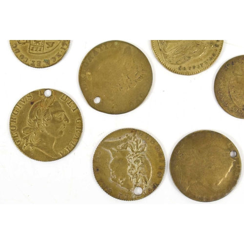 66 - A group of George III coinage to include gaming tokens, 1811 Bank Token and others.