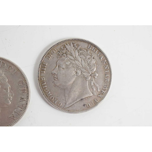 80 - Two George III silver half crowns, dated 1817 and 1819 together with a George IV half crown dated 18... 