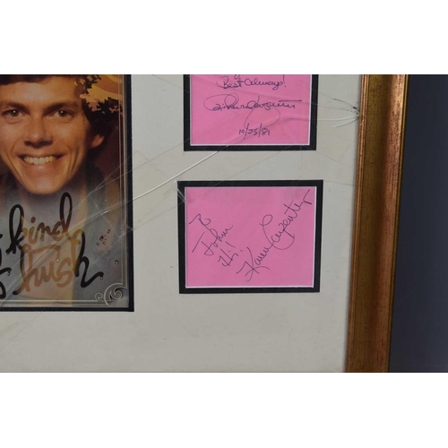 90 - The Carpenters, framed and mounted autographs, the first card signed 