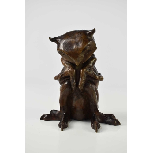 12 - Leopold Chauveau (French, 1870-1940): a martele bronze Monstre sculpture, being a seated figure of a... 