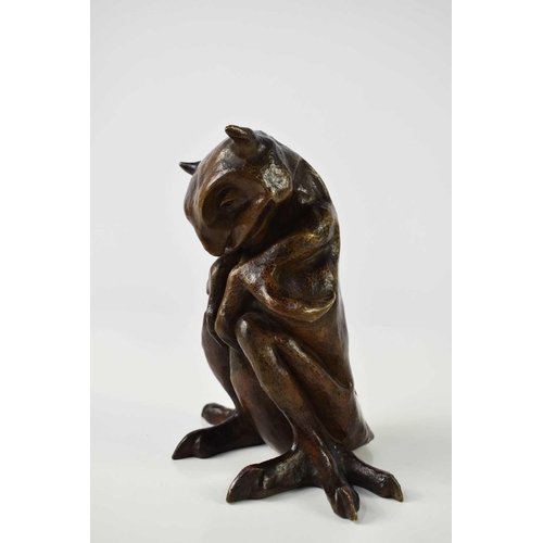 12 - Leopold Chauveau (French, 1870-1940): a martele bronze Monstre sculpture, being a seated figure of a... 