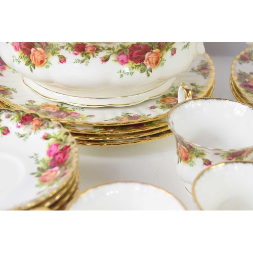 177 - A Royal Albert Old Country Roses part tea or dinner service comprising seven dinner, and nine cake p... 