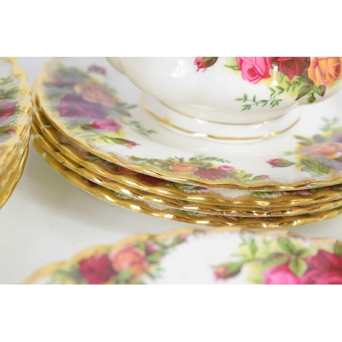 177 - A Royal Albert Old Country Roses part tea or dinner service comprising seven dinner, and nine cake p... 