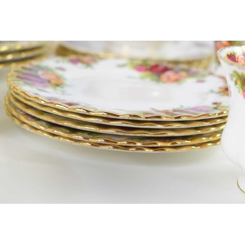 177 - A Royal Albert Old Country Roses part tea or dinner service comprising seven dinner, and nine cake p... 