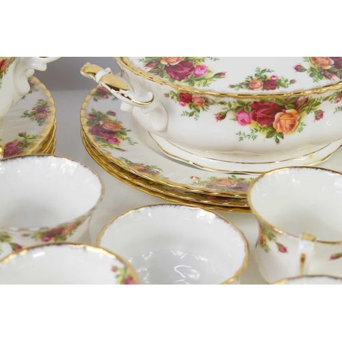 177 - A Royal Albert Old Country Roses part tea or dinner service comprising seven dinner, and nine cake p... 