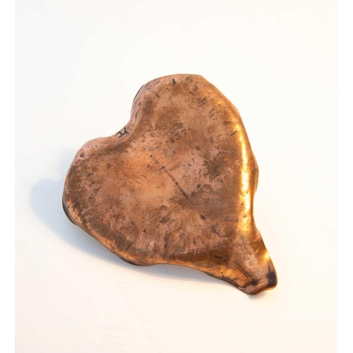 24 - A Craftsman Inc. of Laguna Beach California copper heart form leaf dish, circa 1930, pattern no. 437... 