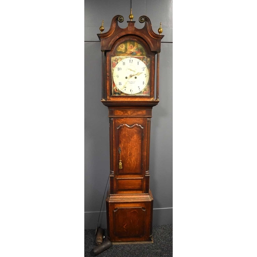 567 - Local interest: A 19th century Thomas Haynes of Stamford mahogany and oak longcase clock, the painte... 