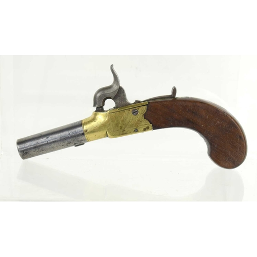 10 - Local interest: An early 19th century boxlock percussion pocket pistol by T Bailey, Stamford, with t... 