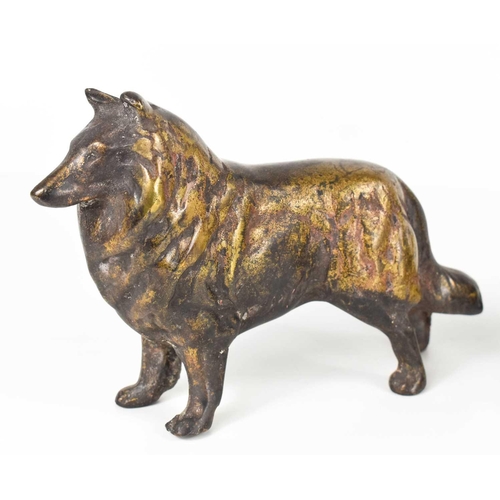 107 - A 20th century bronze collie dog, no apparent signature, 18cm long.