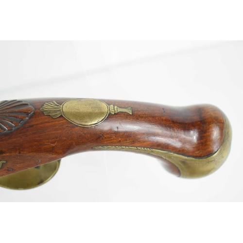 12 - A pair of 18th century flintlock pistols, the lock plate signed Byrne, proof marks to top of the bar... 