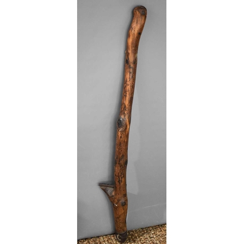 156 - An Irish 19th century treen and iron potato dibber, 108cm long.