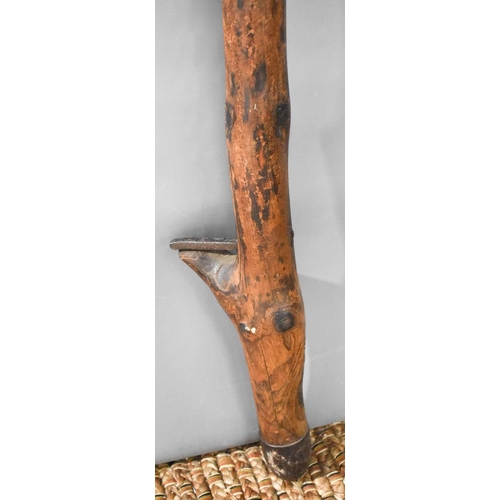 156 - An Irish 19th century treen and iron potato dibber, 108cm long.