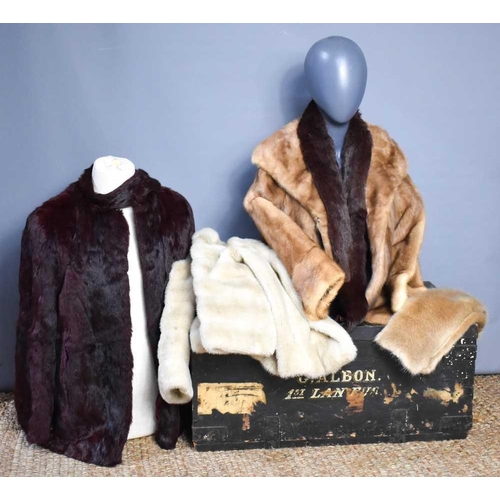 175 - A vintage Griffin & Spalding Furriers of Nottinham fur jacket, a Moore & Moore faux fur next trim, a... 