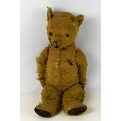 246 - An antique excelsior filled growler teddy bear, 54cm. Growler not working