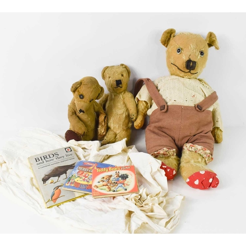 248 - A vintage Merrythought bear (with button), another vintage bear with hump back and jointed limbs, a ... 