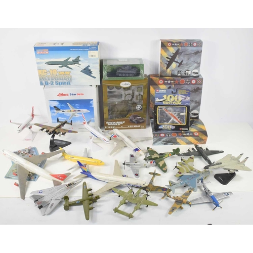 278 - A collection of diecast and Airfic models to include Atlas Editions Tiger tank, Dragon Wings KC-10, ... 