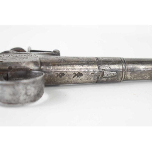3 - A flintlock boxlock pocket pistol by Barber, London, circa 1780, with turn off cannon barrel measuri... 
