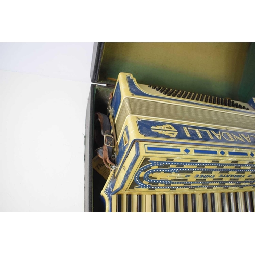 329 - A Scandalli Vibrante Three accordion with faux ivory keys in the original case.