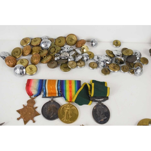 332 - A WWI medal group awarded to Pte Frank Henry North, Rifle Brigade, S-11250, comprising of the 1914-1... 