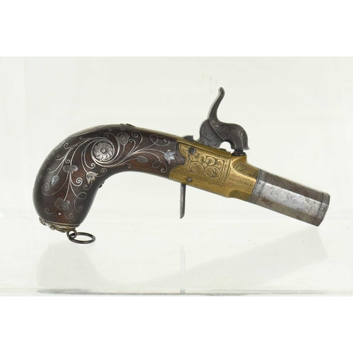 4 - A 19th century boxlock percussion pistol by Weston, Brighton, octagonal barrel with proof marks to t... 