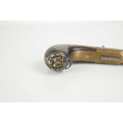 4 - A 19th century boxlock percussion pistol by Weston, Brighton, octagonal barrel with proof marks to t... 