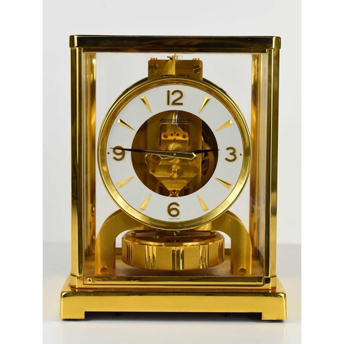 448 - A Jaeger-Le-Coultre Atmos mantle clock, serial number 489216, the recessed white chapter ring with A... 