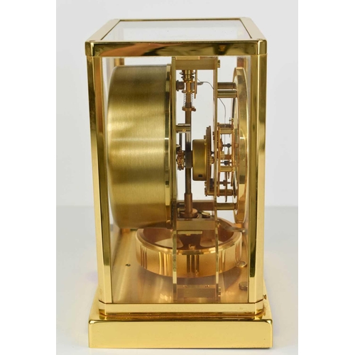 448 - A Jaeger-Le-Coultre Atmos mantle clock, serial number 489216, the recessed white chapter ring with A... 