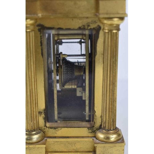 458 - A 19th century gilt bronze Payne of London carriage clock, the silvered Roman numeral dial decorated... 