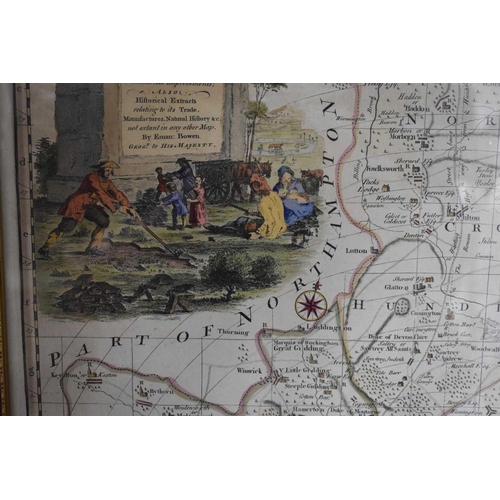 478 - A map of Huntingdonshire, 73 by 56cm, framed and glazed and another of Northamptonshire, 70 by 52, f... 