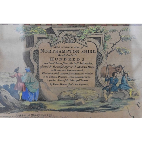 478 - A map of Huntingdonshire, 73 by 56cm, framed and glazed and another of Northamptonshire, 70 by 52, f... 