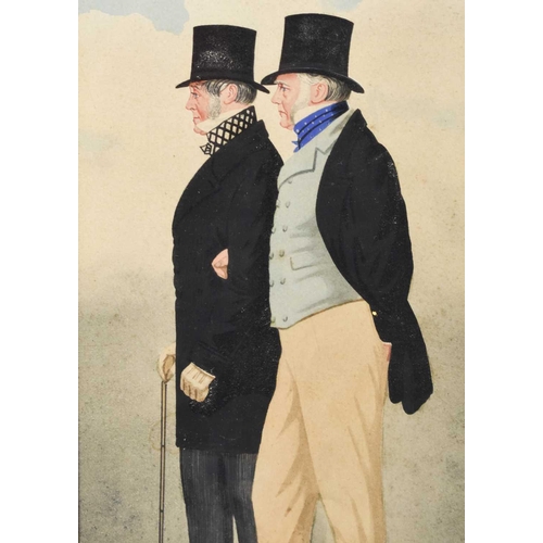 493 - Richard Dighton (1795-1880): Admiral Rous and Mr Geo Payne 'Fathers of the Turf, watercolour heighte... 